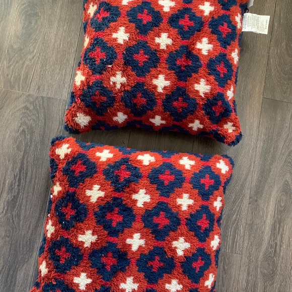 Artisan Market  Checkered  PLAID  Pillow 20x20 Red /Blue - Picture 3 of 5